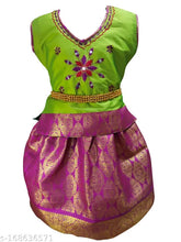 Girls traditional cotton-silk lehenga choli set with gift, embellished, sleeveless, solid color, ready-to-wear for festivals and gatherings (sizes: 6m-8y). Indian craftsmanship
