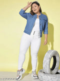 Denim jacket for women, solid net, long sleeves, XS-6XL sizes
