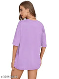 Oversized printed cotton blend t-shirt (India) - Women's fashionable comfort wear