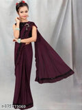 Solid net New Classic Girls Saree for kids festival and wedding season, available in sizes 3-14 years. Indian handloom children's sarees