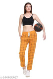 Checked cotton blend women's track pants, ideal for gym wear and nightwear, size 28 (waist 28in, length 37in), made in India