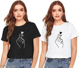 Stylish polycotton short-sleeve t-shirt for women, printed design, various sizes available (S-XL)
