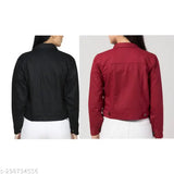 Denim jackets set for kids girls, solid color, long sleeves. Versatile and stylish, available in various sizes from 10-16 years old. Made in India