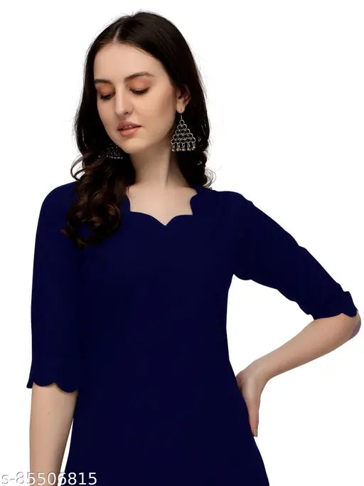 Stylish rayon kurta top and palazzo bottom set, solid color with three-quarter sleeves, trendy Indian fashion for women's events