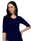 Stylish rayon kurta top and palazzo bottom set, solid color with three-quarter sleeves, trendy Indian fashion for women's events