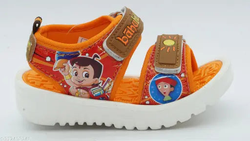 Limited Edition Tan Orange Green Chhota Bheem Patent Leather Sandals for Kids, ideal for ages 12 months to 10 years
