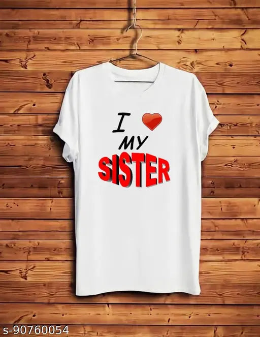 Cotton Silk Sister Love printed t-shirt with short sleeves, size S, made in India
