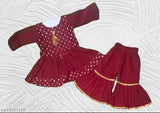 Embroidered chiffon anarkali sharara dress for baby girls, Indian fashion for 0-6 years