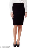 Designer modern polycotton women's western pencil skirt, knee length, solid net, available in sizes 26-36 (India origin)