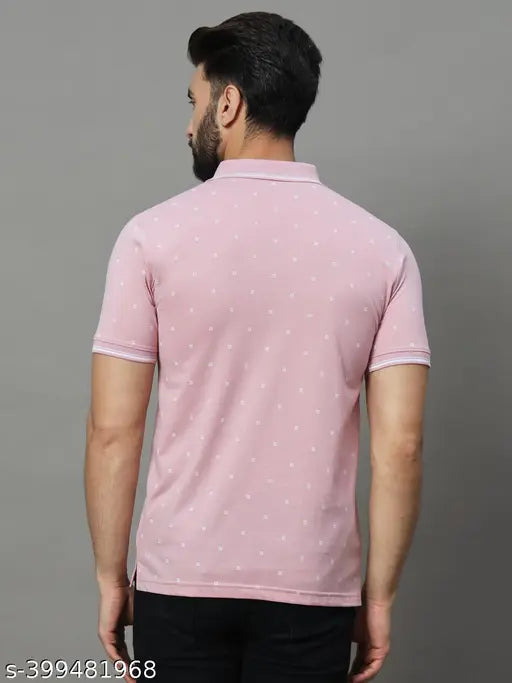 UNIBERRY men's printed cotton blend half sleeves polo t-shirt with pocket, Indian origin