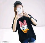 Jolliy printed women's round neck cotton blend t-shirt, three-quarter sleeves, vibrant pattern. 100% pure cotton, imported quality, affordable pricing. Women's wear by Jolliy Fashion