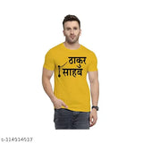 Yellow polyester t-shirt featuring classic THAKUR SAHAB print, trendy for men