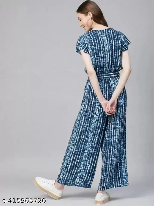 Rayon printed net tie-dye jumpsuit for women - Fancy Ravishing Women Jumpsuits in XL or XXL