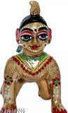 Pure brass Krishna idol, size 5, traditional Indian artisan crafted bal Radha statue, 1 ft high and 0.5 ft wide & deep