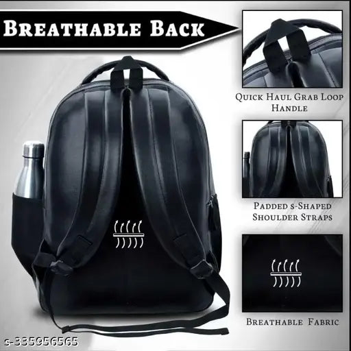 Leather net 35L laptop backpack, ideal for students and professionals, padded shoulder strap, long-lasting polyester material, free size (33cm x 21cm x 40cm), made in India