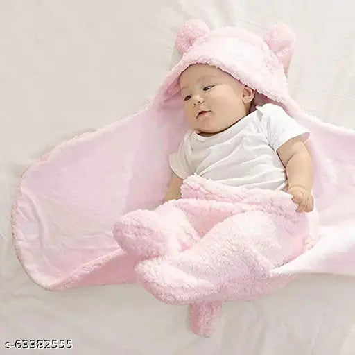 Fleece unisex hooded baby blankets (0-12 months) by BABYZONE, ideal for mild winter, pack of 2