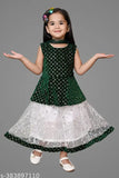 Embellished velvet-net baby lehenga choli set, 3-piece traditional Indian garment for 2-10 years