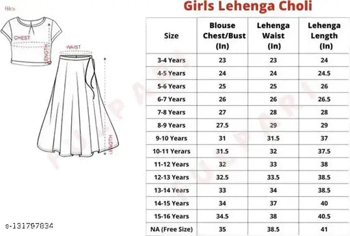 Red embroidered taffeta silk lehenga choli for girls, Indian ethnic wear pack of 1 (size 3-14 years)