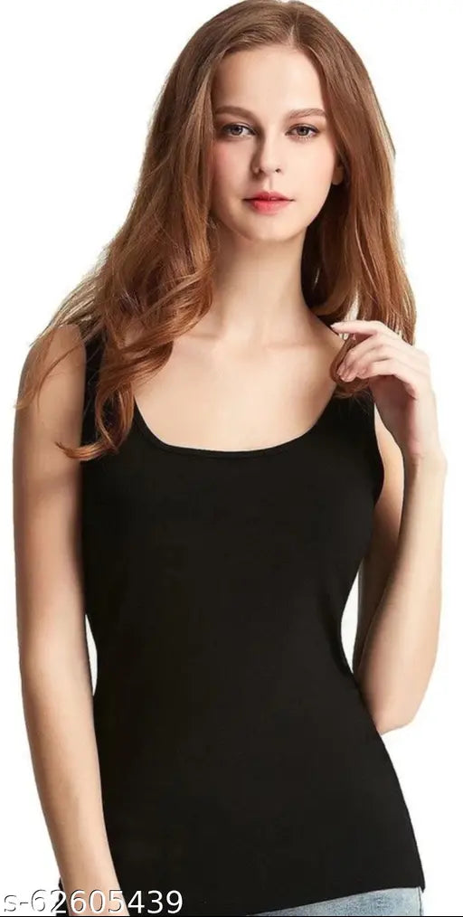 Cotton blend sleeveless tank top, solid color - ideal for women's/girls casual wear, origin India