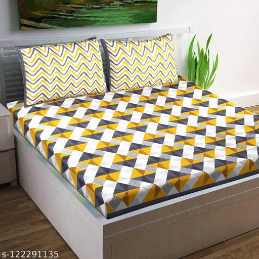 Jaipuri cotton bedsheet combo (2 bedsheets + 4 pillow covers), fine quality, Indian-made, double queen size