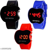 Black silicon Apple LED Digital watch AR-12 for kids, ideal for boys & girls, unique asymmetrical display, durable design for casual occasions