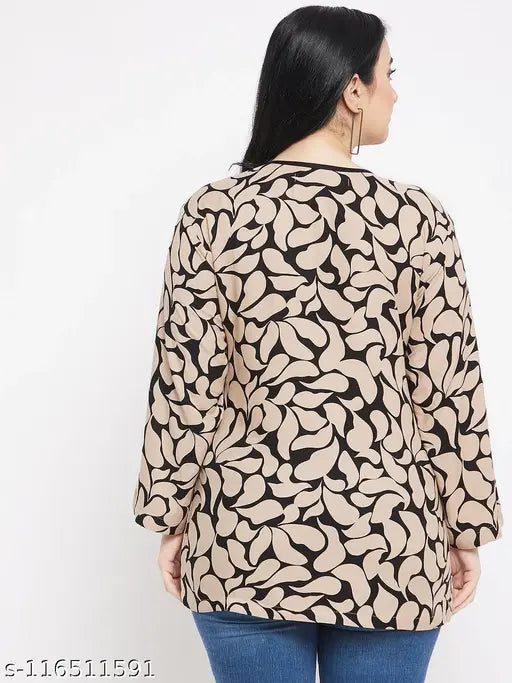 Plus size rayon round neck top, vibrant print, XL - 5XL, breathable, casual wear, India origin