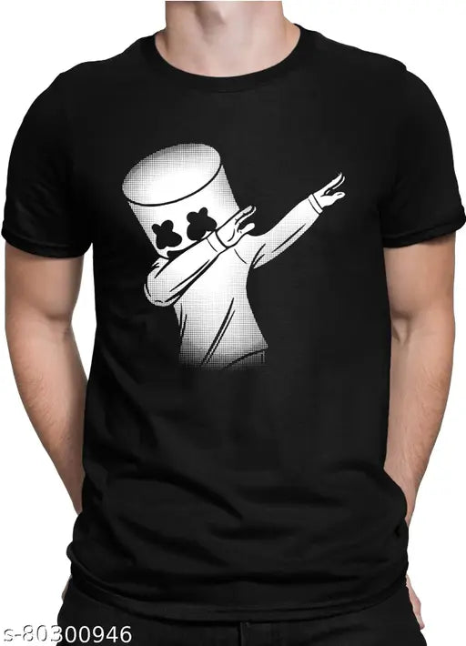 Cotton Dab Marshmello men's t-shirt, latest casual style with printed design. Short sleeves, available in S, M, L, XL, XXL sizes