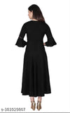 Rayon Anarkali kurti with bell sleeve, black and aqua blue, trendy women's outfit, three-quarter sleeves, India origin