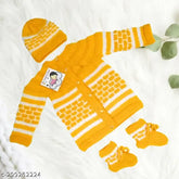 Handmade wool sweater set for baby, featuring cap & socks, self-design pattern, 100% pure wool, suitable for boys & girls, 0-6 months, India origin