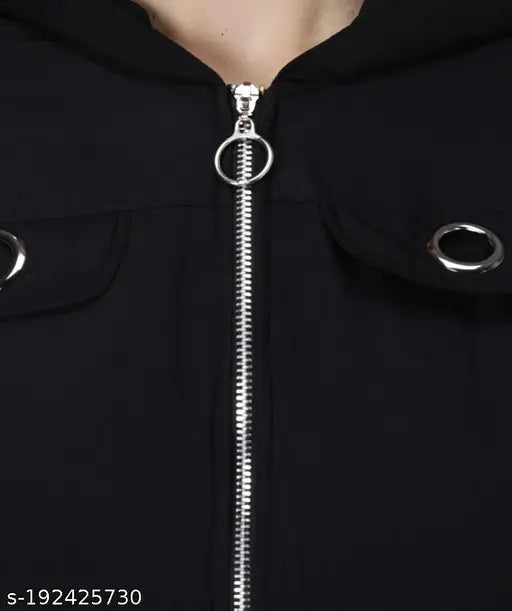 Indian-made solid crepe long sleeve huddy jacket, high quality and stylish design