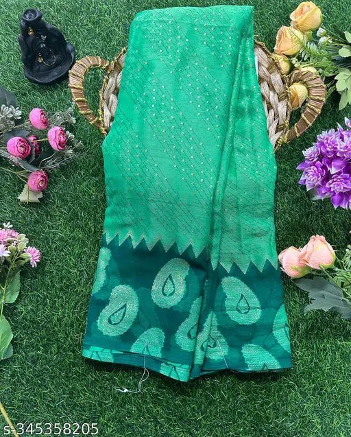 Chiffon Braso silk wedding saree with foil print, free size, 5.4m length