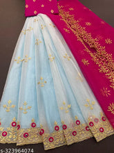 Embroidered mirror work dupion silk lehenga choli with net dupatta, intricate multi-thread embroidery on heavy net fabric and real mirror work