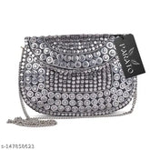 Handmade suede party clutch by PARATO, embellished net design with brass metal accents, perfect for bride events or social functions, accommodates phones and accessories