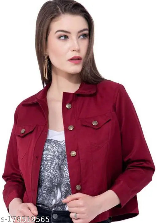 Cotton three-quarter sleeve women's jacket for winter combo - solid, available in XS to 4XL sizes