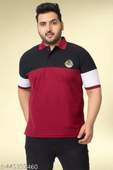XXL-5XL Colorblocked Polo Collar T-Shirts for Men | Polycotton blend, short sleeves, India