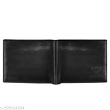 Black PU Leather Men's Wallet Lorenz WL-64, faux leather, 2 compartments for currency, 6 card slots, solid design, free size (11x9 cm)