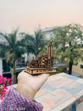Wooden 3D Ram temple (Ayodhya Mandir) from DARIDRA BHANJAN, 5 cm x 9 cm x 11 cm, Indian origin