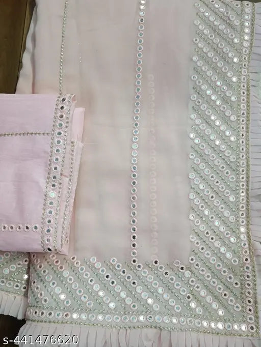 Glamour Unveiled 9mm Sequence & Zari Work Georgette Pallu Sari with Boluse, contemporary Indian ethnic couture on display