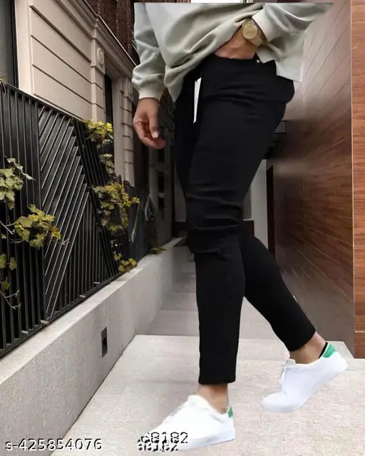 Black denim jeans, Markview's stylish and comfortable slim fit for men & boys, size 30 (waist 30in, length 39in, hip 34in)