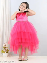 Pink embellished net dress for kids party wear, 1-2 years size