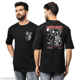 Mens oversized cotton T-shirt with round neck & stylish print, printed net, short sleeves, oversize drop-shoulder design