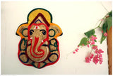 Natural wooden Ganesh wall hanging with vetiver root, 10 inch size for home & office decor, Vastu sculpture art figurine