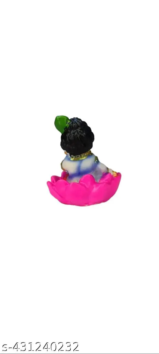 White marble Lord Krishna idol, perfect for car dashboard or home/office temple puja. Suitable as a Diwali pujan gift
