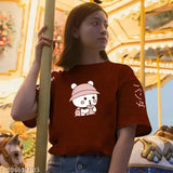 Oversize strawberry panda print cotton tee, short sleeves, XL size with 180 GSM quality