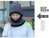 Attractive wool winter beanie, balaclava cap, and scarf set in assorted colors, thick fleece-lined for warmth