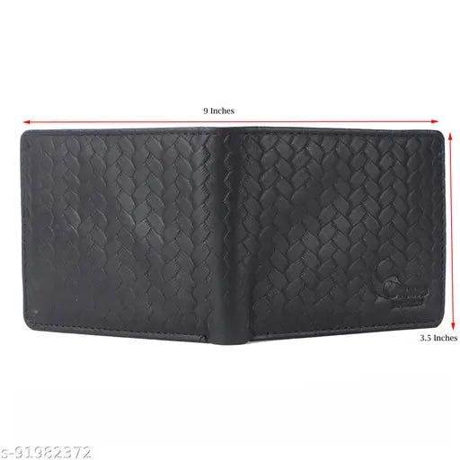 Black genuine leather men's wallet, 9 card slots, hand-stitched, soft slim design, top grain quality, RFID protection