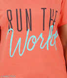 Women's printed cotton top & pyjama set with short sleeves, vibrant pattern on display