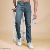 Abstract navy blue denim men's jeans by Eyebogler - Close-up view