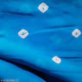 Active Bandhani chiffon saree with zari border, printed net pattern, single size (5.5m), free-size running blouse (0.8m). Indian handloom fashion accessory