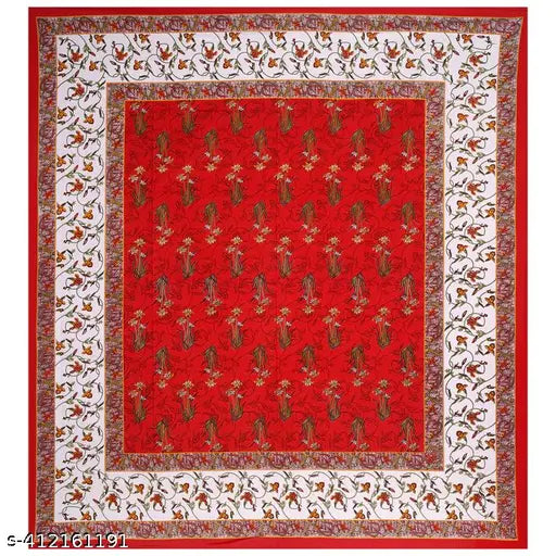 180 TC cotton king-size traditional Jaipuri floral bedsheet & pillowcover combo - soft, breathable bed essential for summer